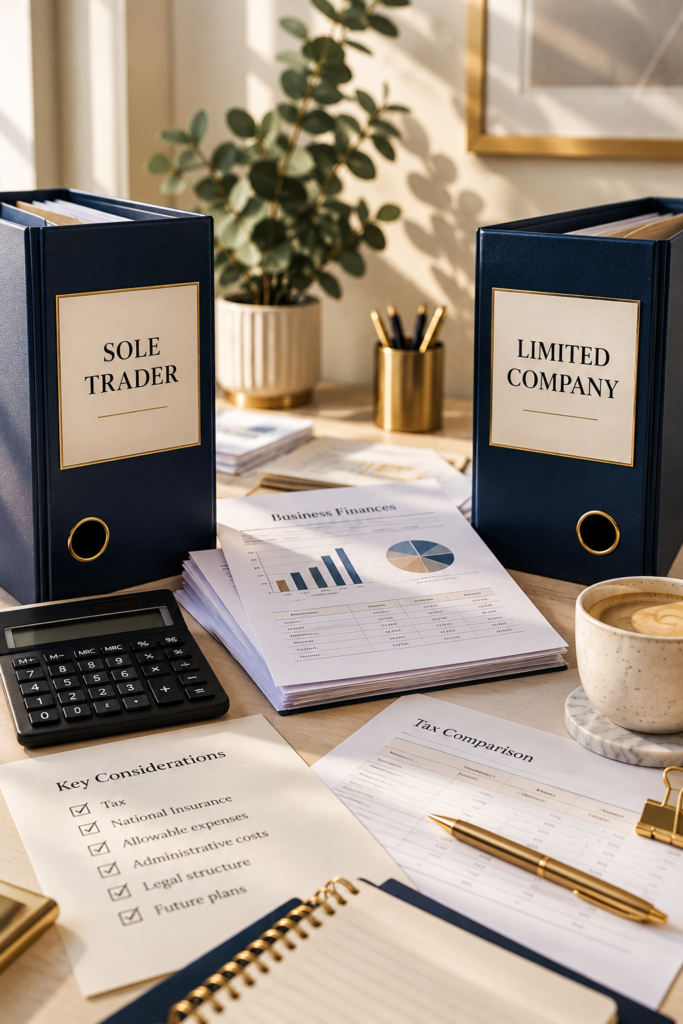 Sole trader vs limited company tax and business structure comparison