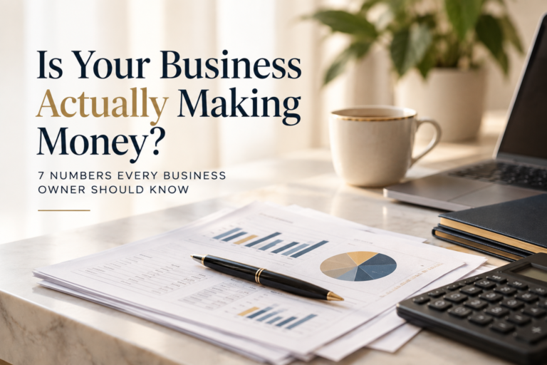 Business performance review showing sales, costs, profit and cash flow