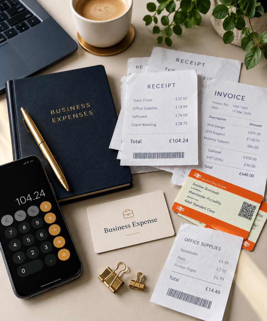 Business expenses receipts and invoices for sole traders and limited companies